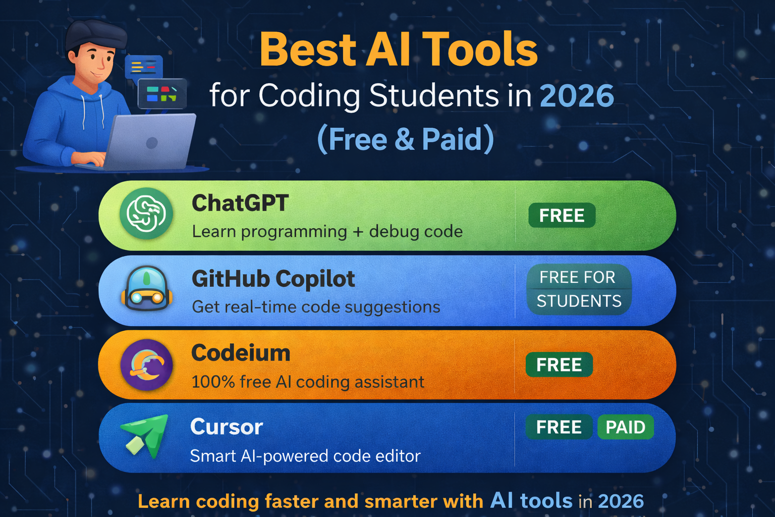  Best AI Tools for Coding Students in 2026 (Free & Paid)